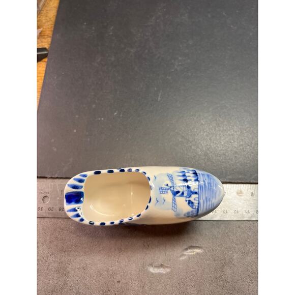 Vintage Blue White Delft Style Ceramic Dutch Clog Souvenir Trinket Dish 4" - Picture 9 of 11